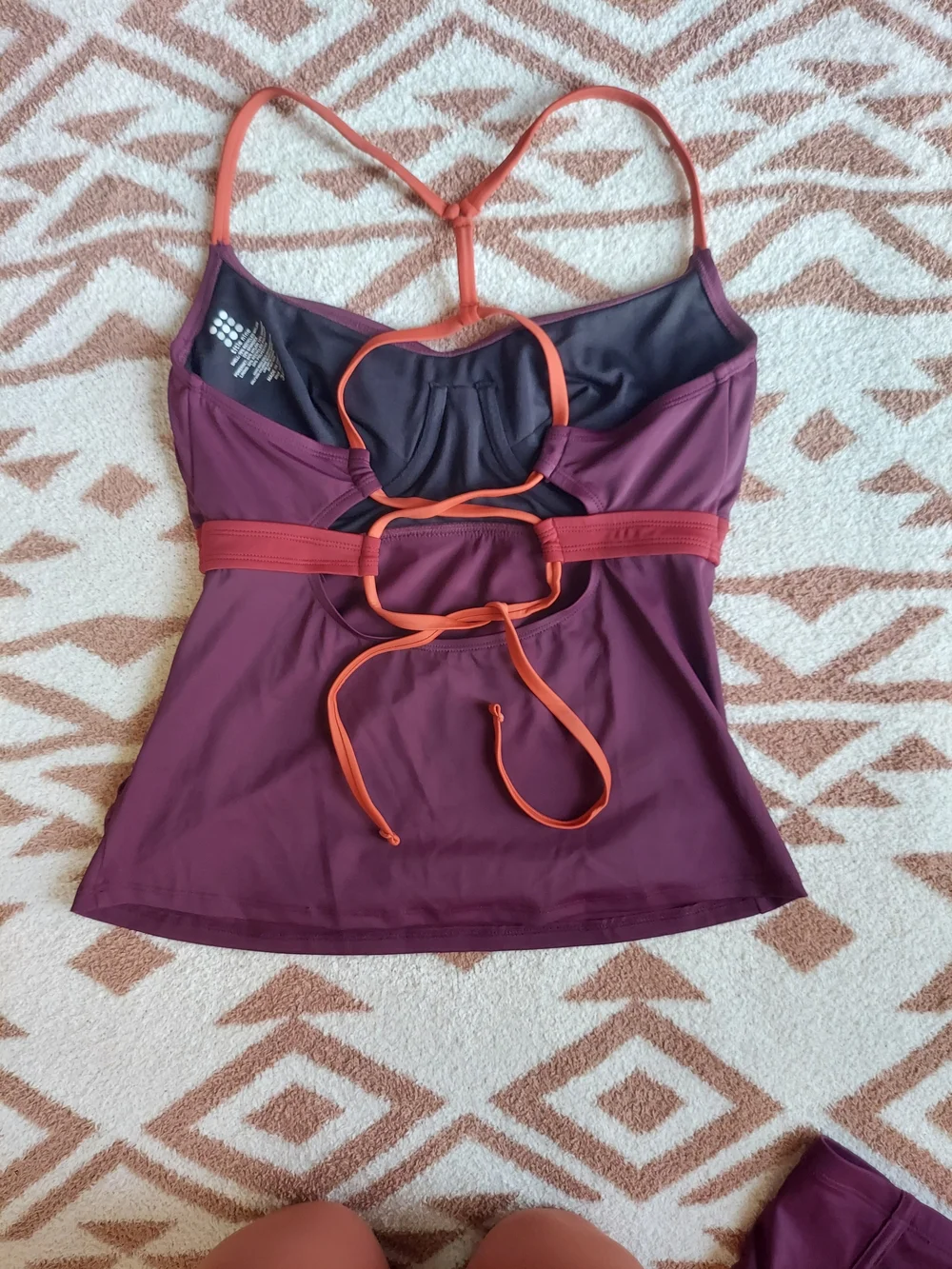 *NEW* Title Nine Tidal RAVE Tankini + High Waisted Bottoms Fig / Coral Color